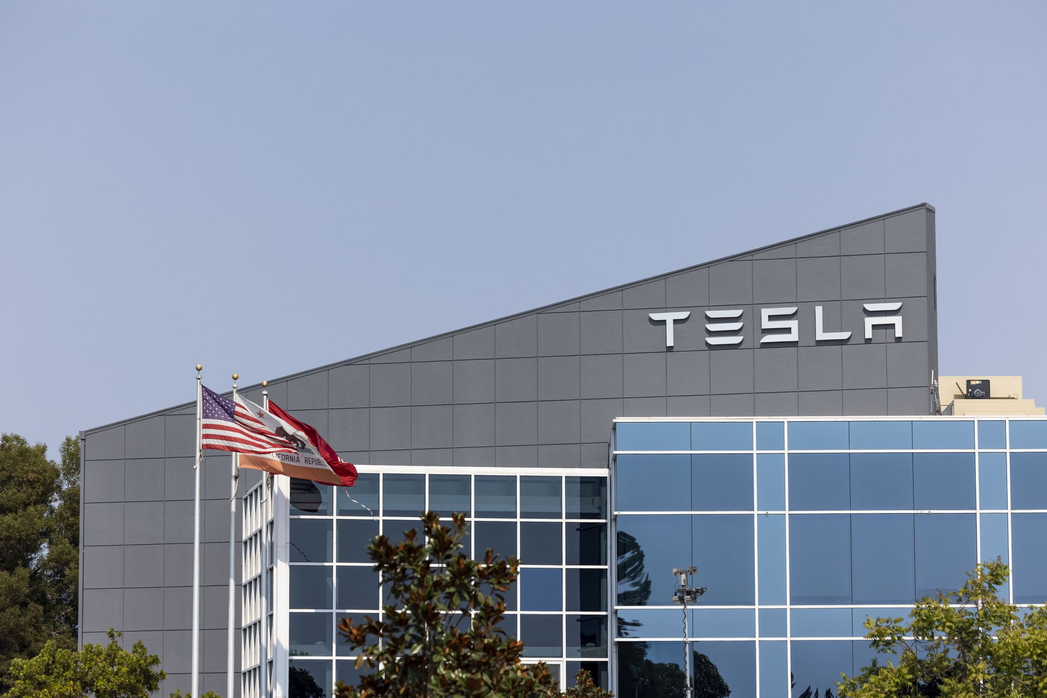 Fremont California, USA - September 24, 2021: The Tesla automobile manufacturing plant in Fremont Clocking in at over 5.3 million square feet and home to more than 10,000 employees.