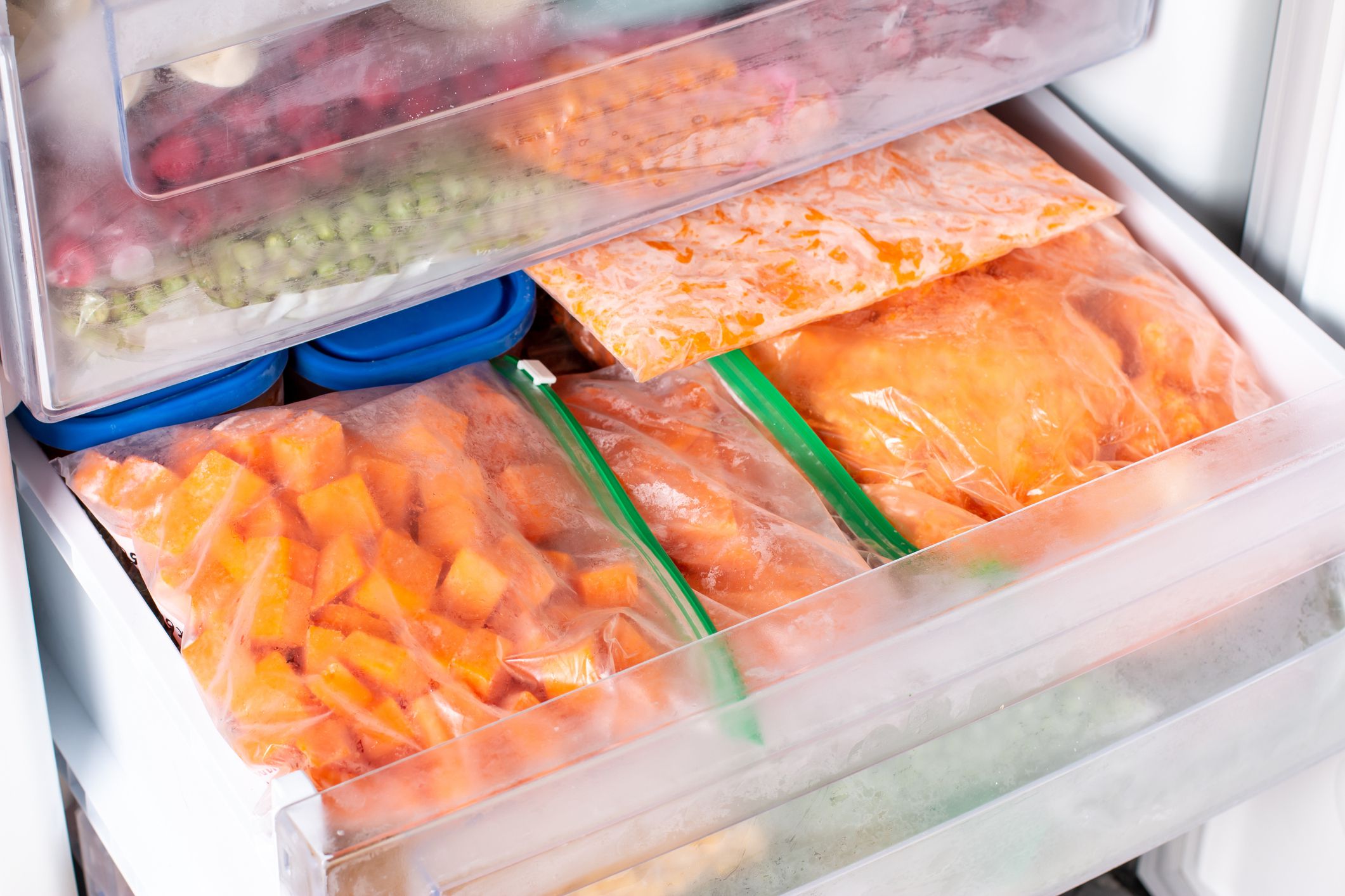 Frozen food vegetables pumpkin, stocks healthy life. Vegetables containing carotene