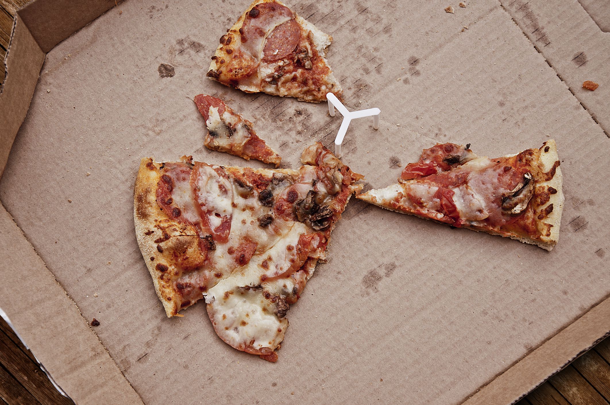 Pizza leftover in a box