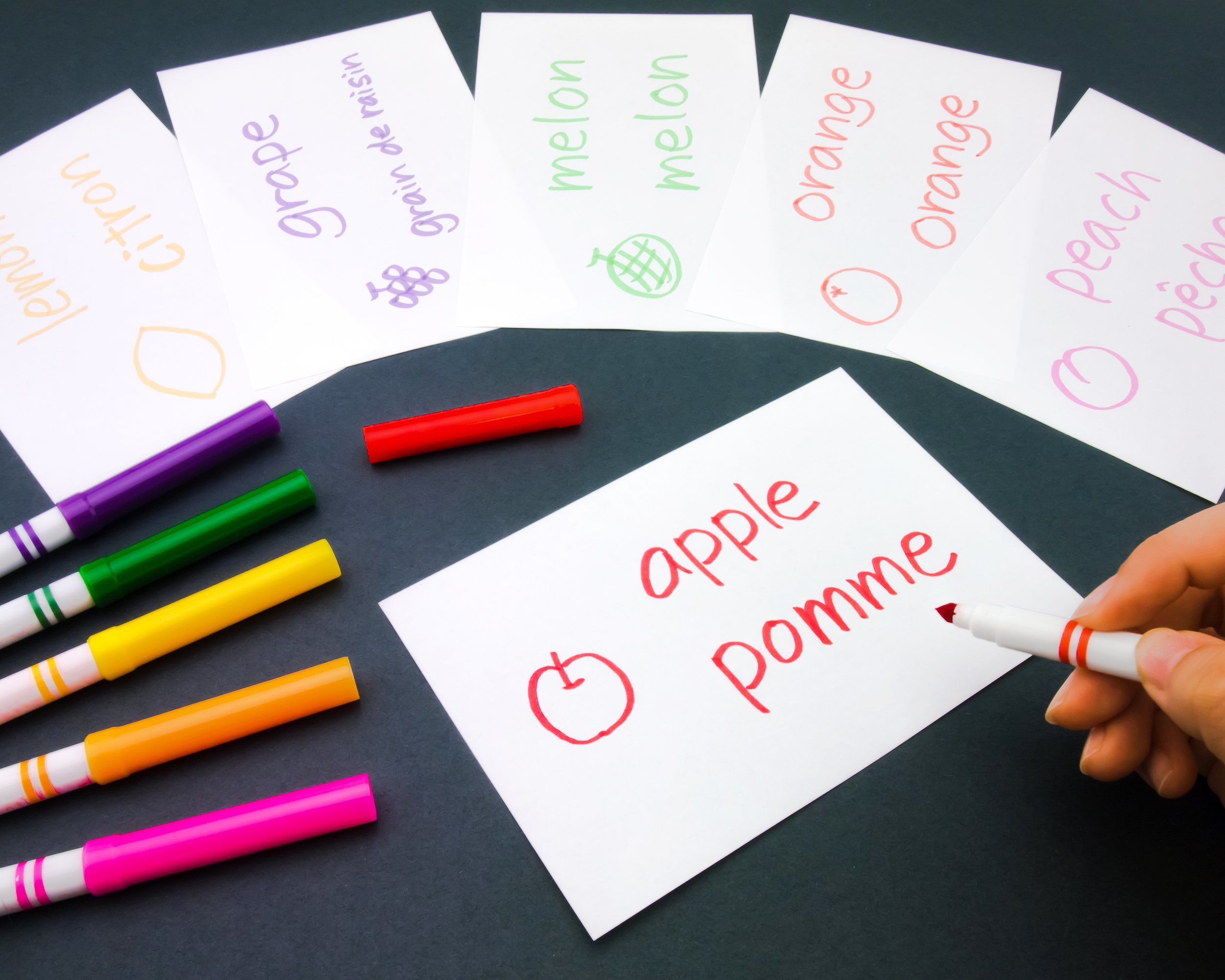 making french flash cards for fundamental words