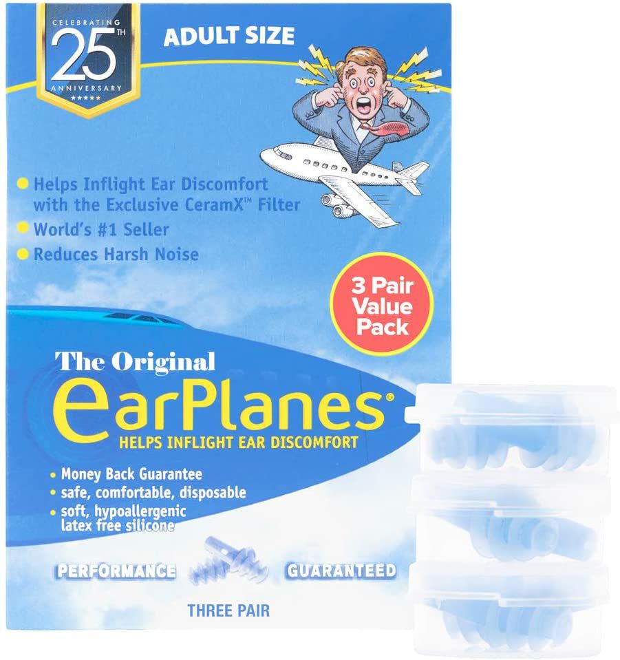 ew Super Soft Adult EarPlanes® Ear Plugs Airplane Travel Ear Protection 3 Pair