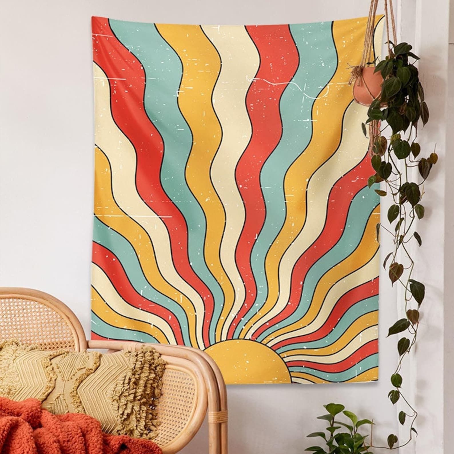 70s Retro Sun Tapestry By thevintagewondersmy