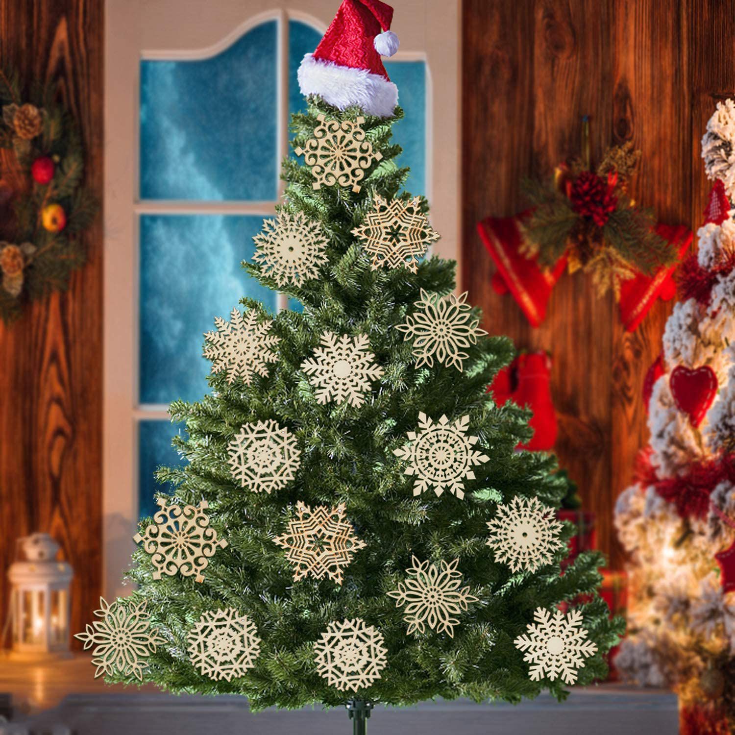 Wooden Snowflake Ornament Set