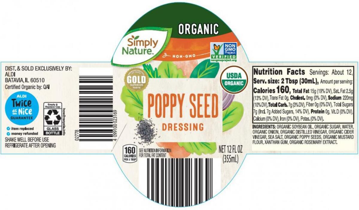 Aldi Simply Nature Organic Poppy Seed Dressing