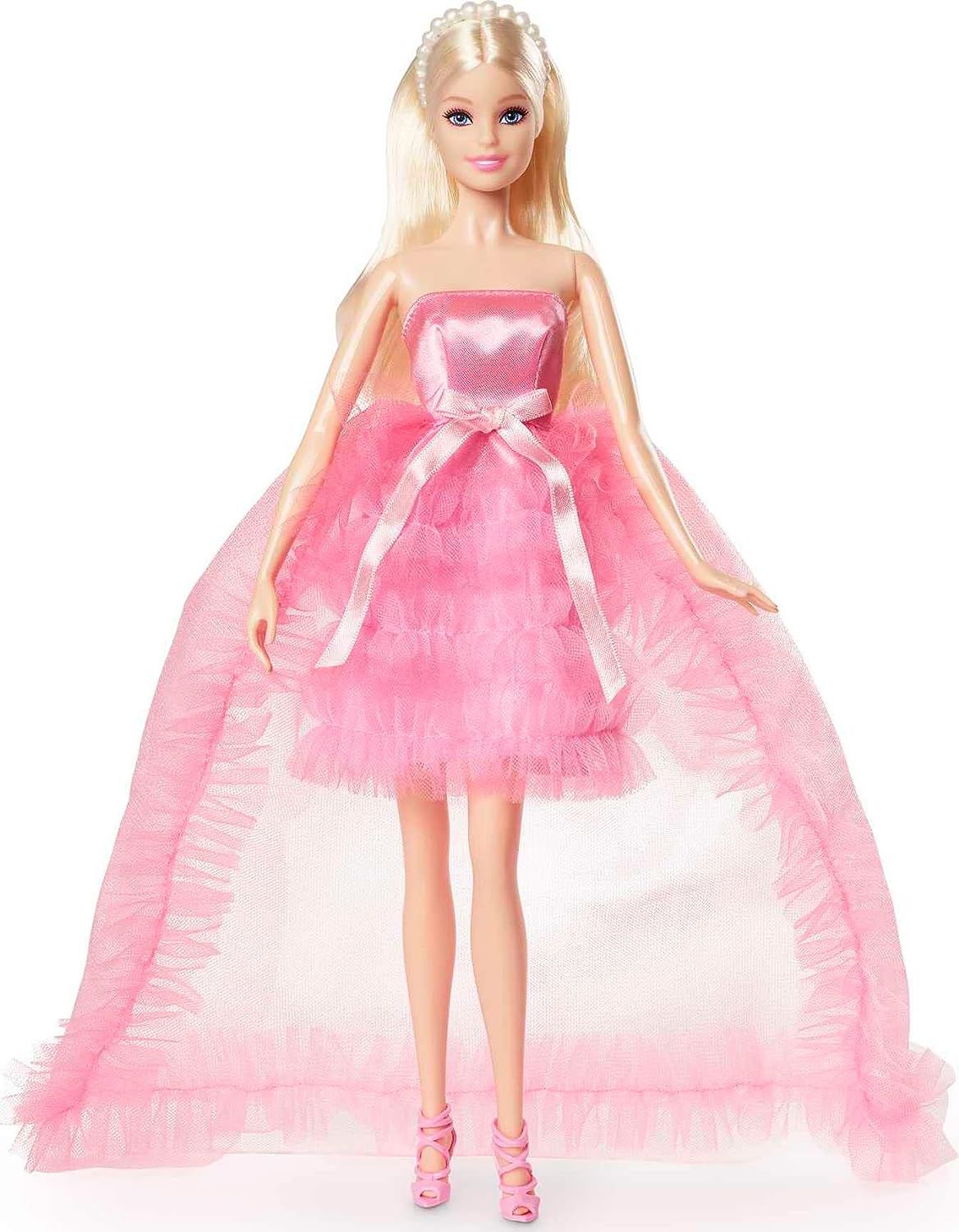 Barbie Birthday Wishes Doll with Blonde Hair and Pink Satin and Tulle Dress