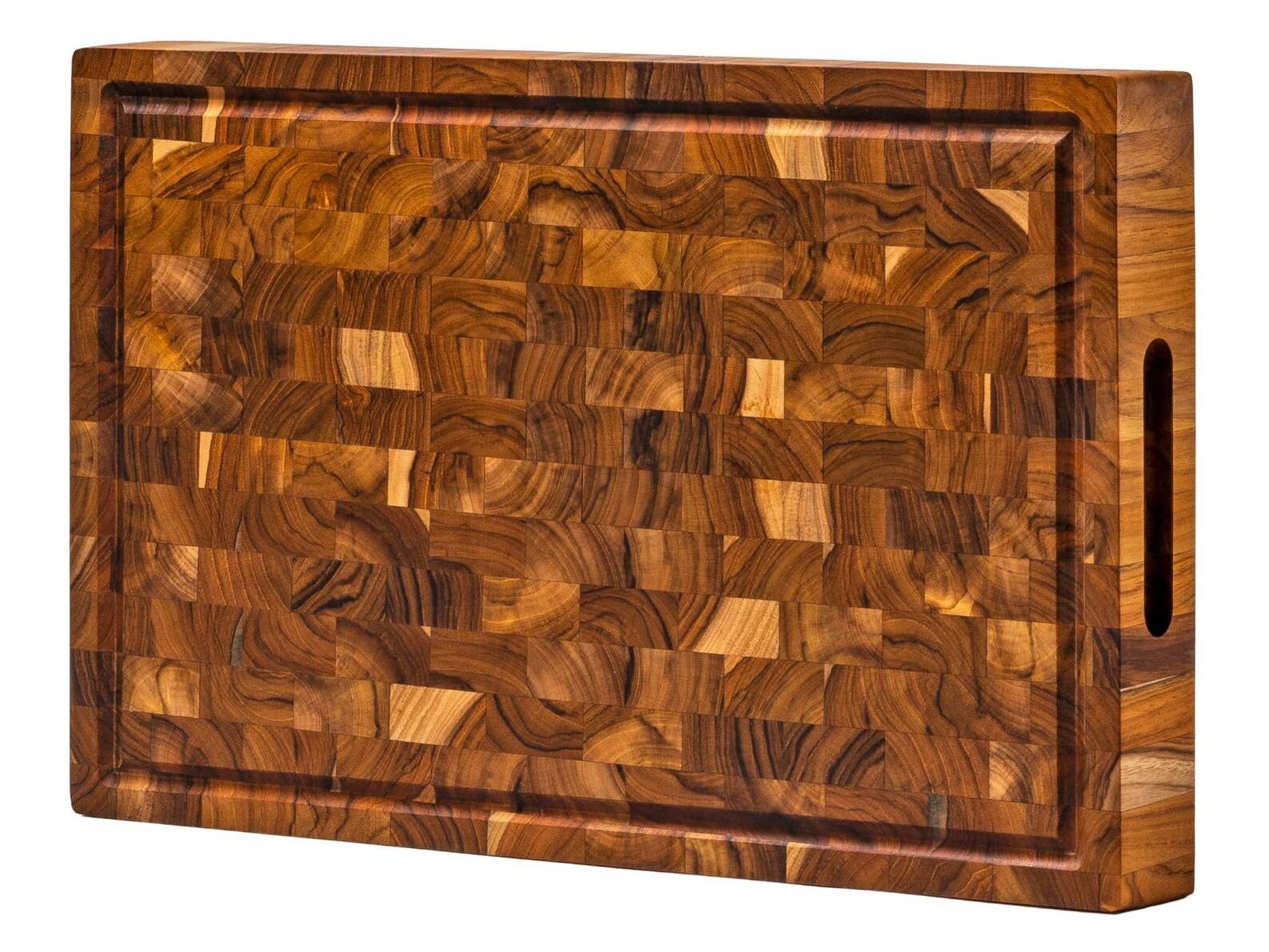 End Grain Teak Wood Cutting Board Cured with Beeswax By Ziruma
