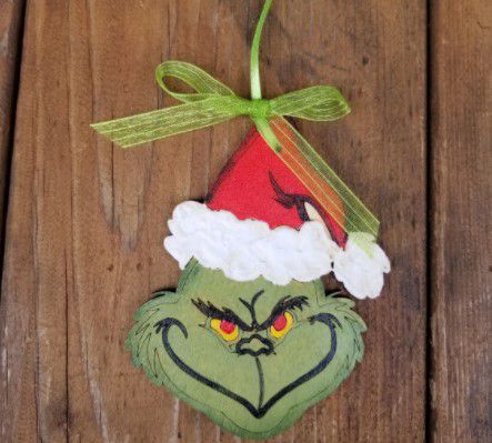 Hand Painted Wooden Grinch Ornament