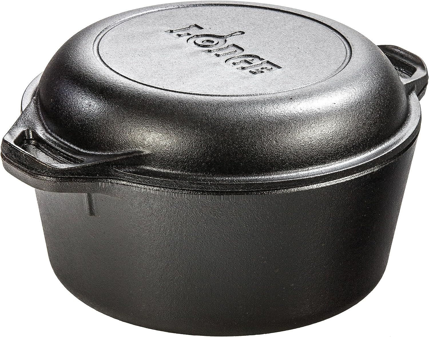Lodge Cast Iron Double Dutch Oven, 5-Quart