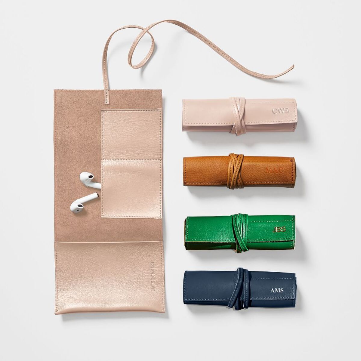Mark & Graham Leather Charger Roll Up, Blush and Three More Colors