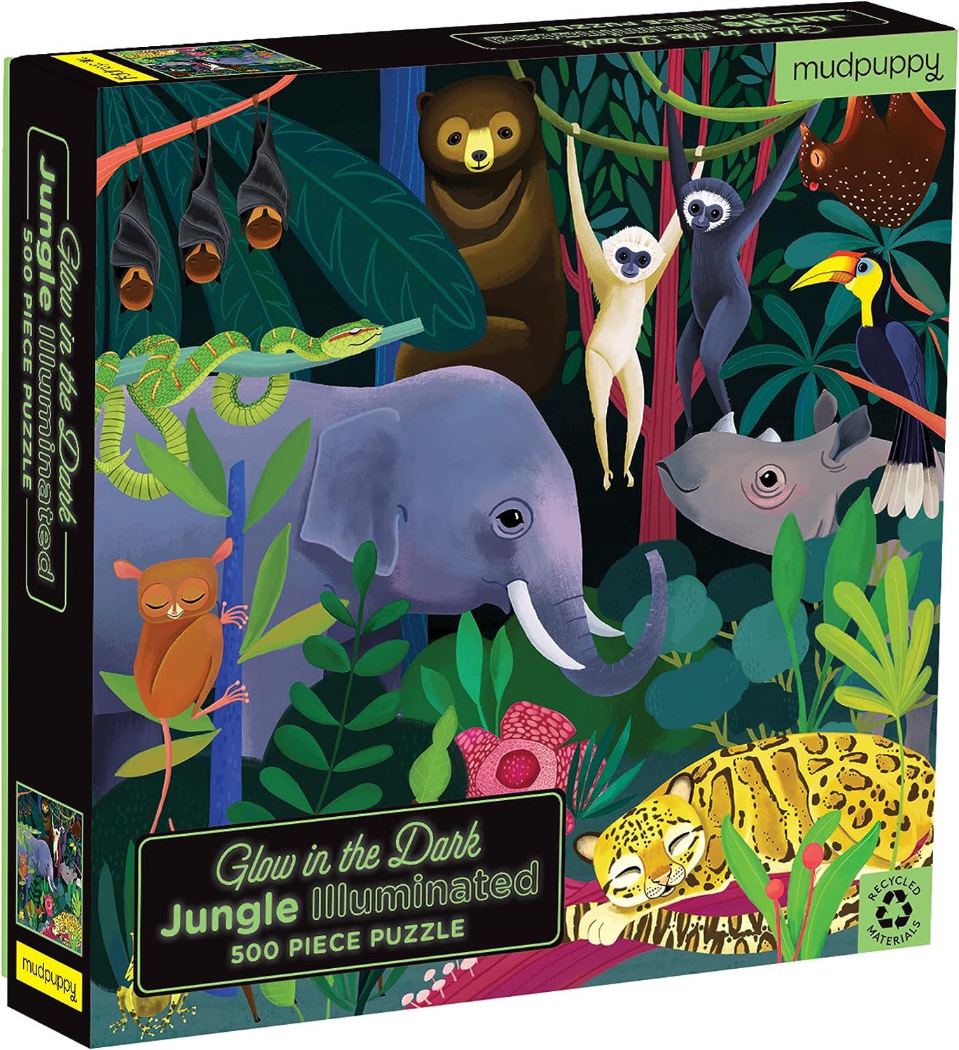 Mudpuppy Jungle Illuminated 500 Piece Glow in the Dark Jigsaw Puzzle