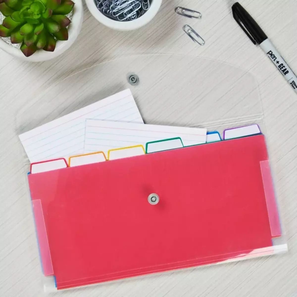 Pen + Gear Coupon Size 7 Pocket Expanding File, Clear with Rainbow Pocket