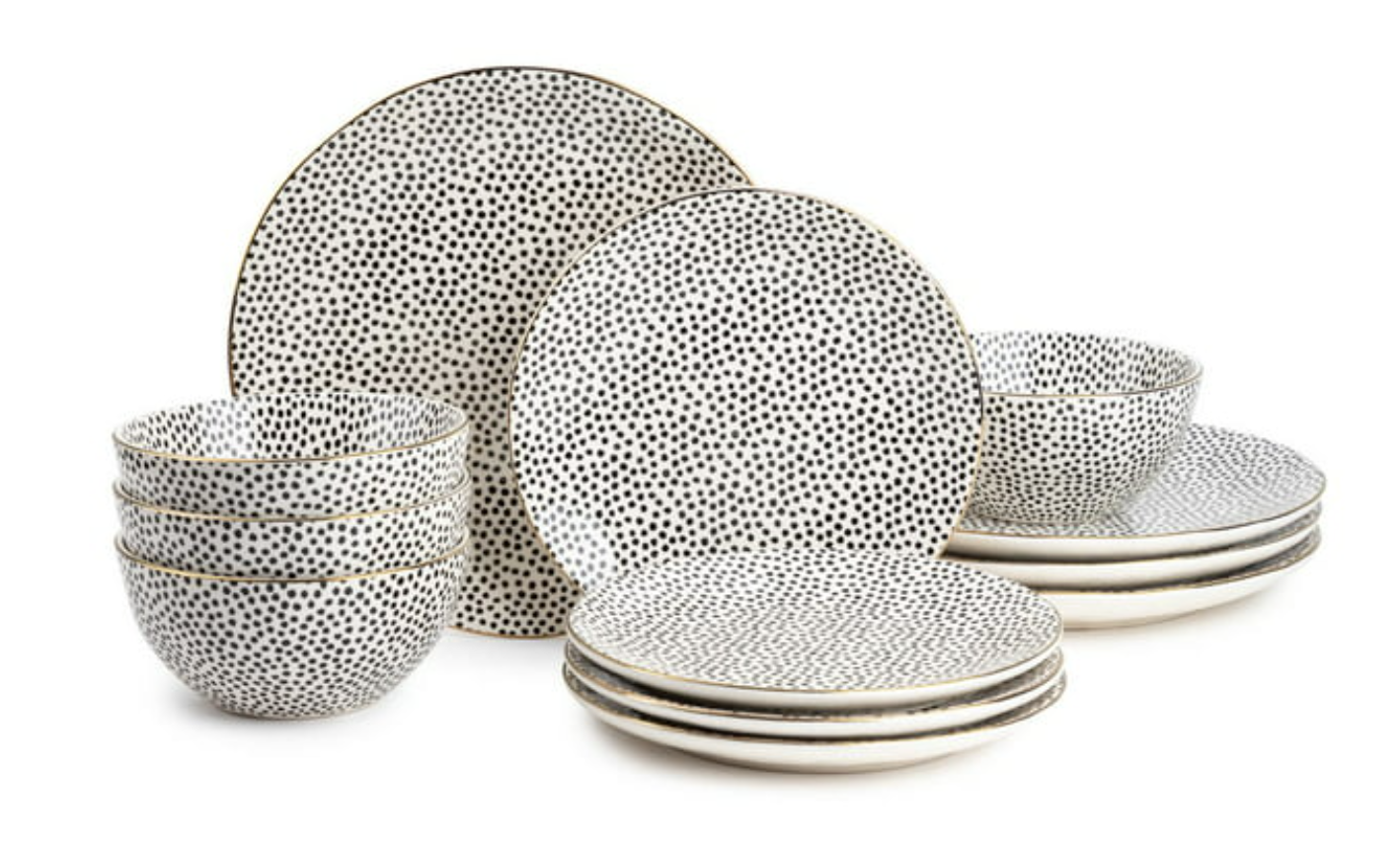 Thyme & Table Black & White Dot Dinnerware