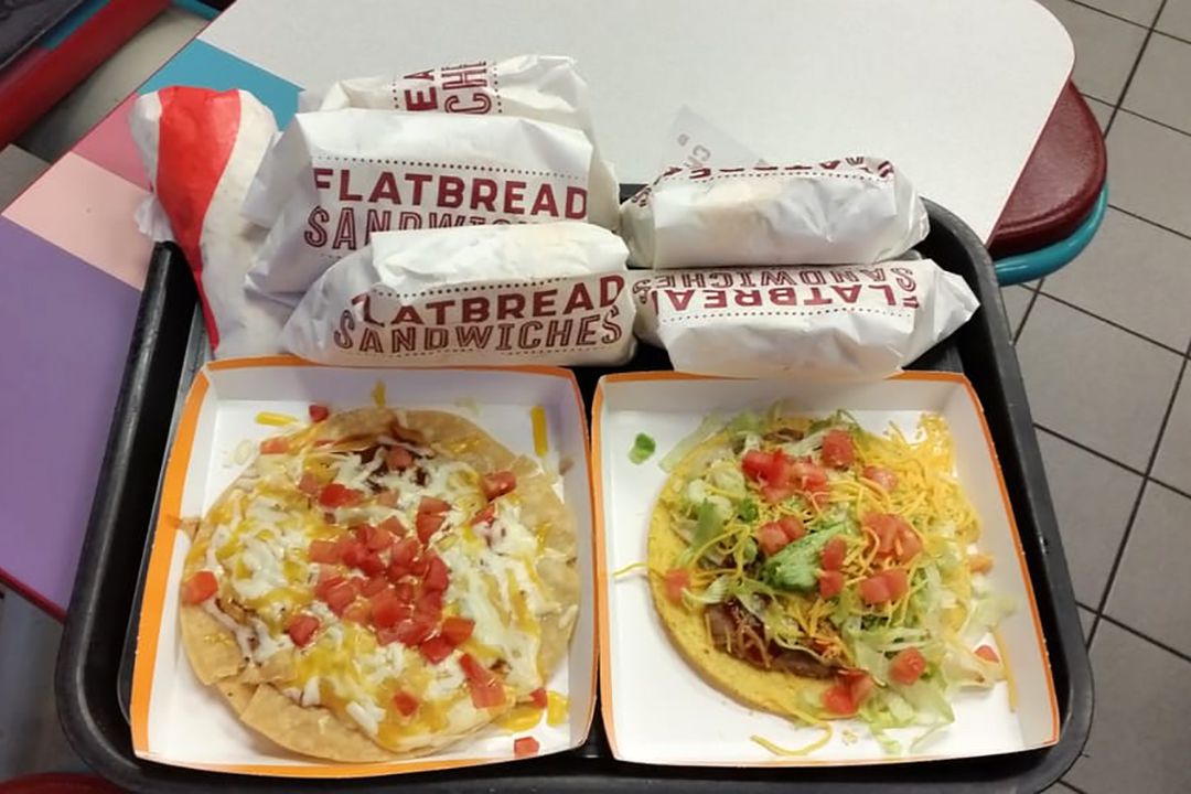 Mexican pizza and tostada from Taco Bell