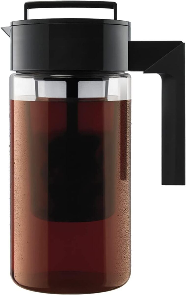 Takeya Cold Brew Coffee Maker with Black Lid Pitcher, 1-Quart