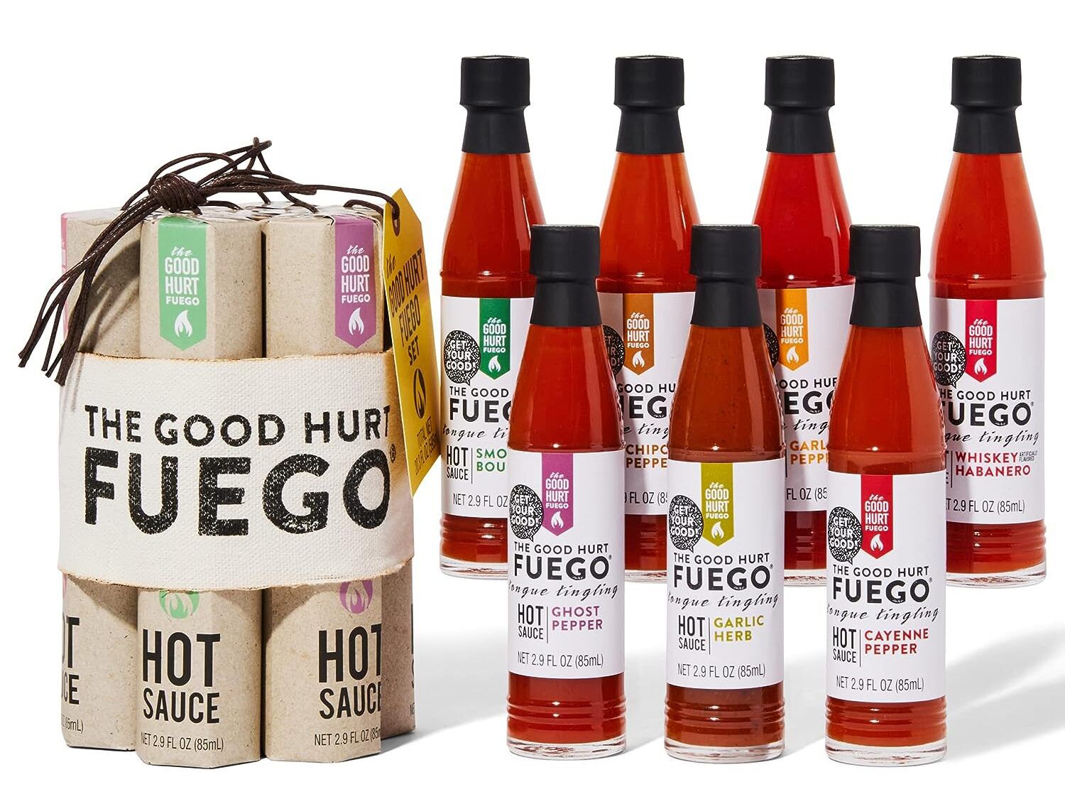 The Good Hurt Fuego Sampler Pack of 7 Different Hot Sauces