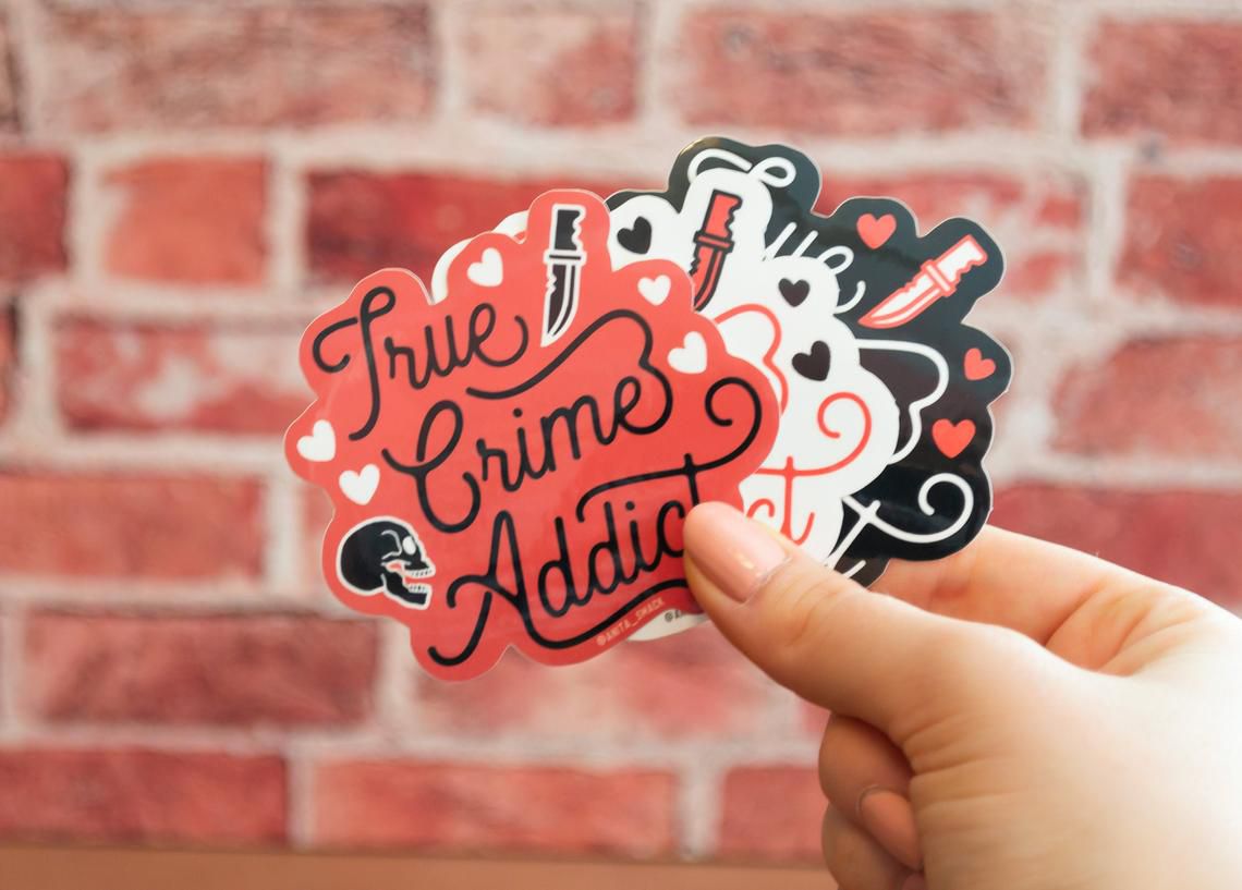 True Crime Addict Vinyl Stickers
