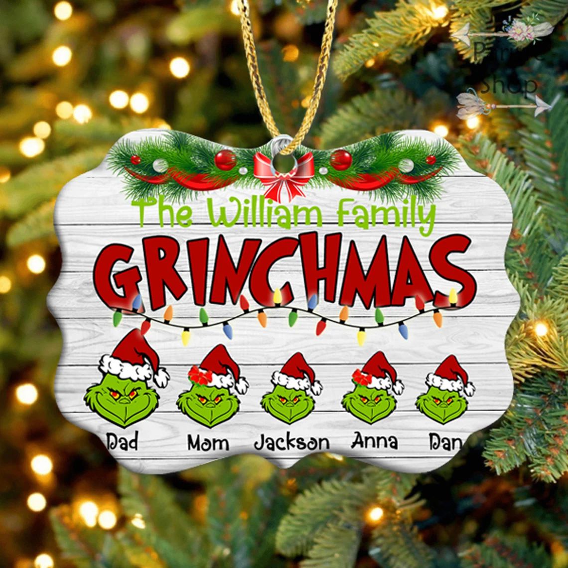 Personalized Family Grinch Christmas Ornament