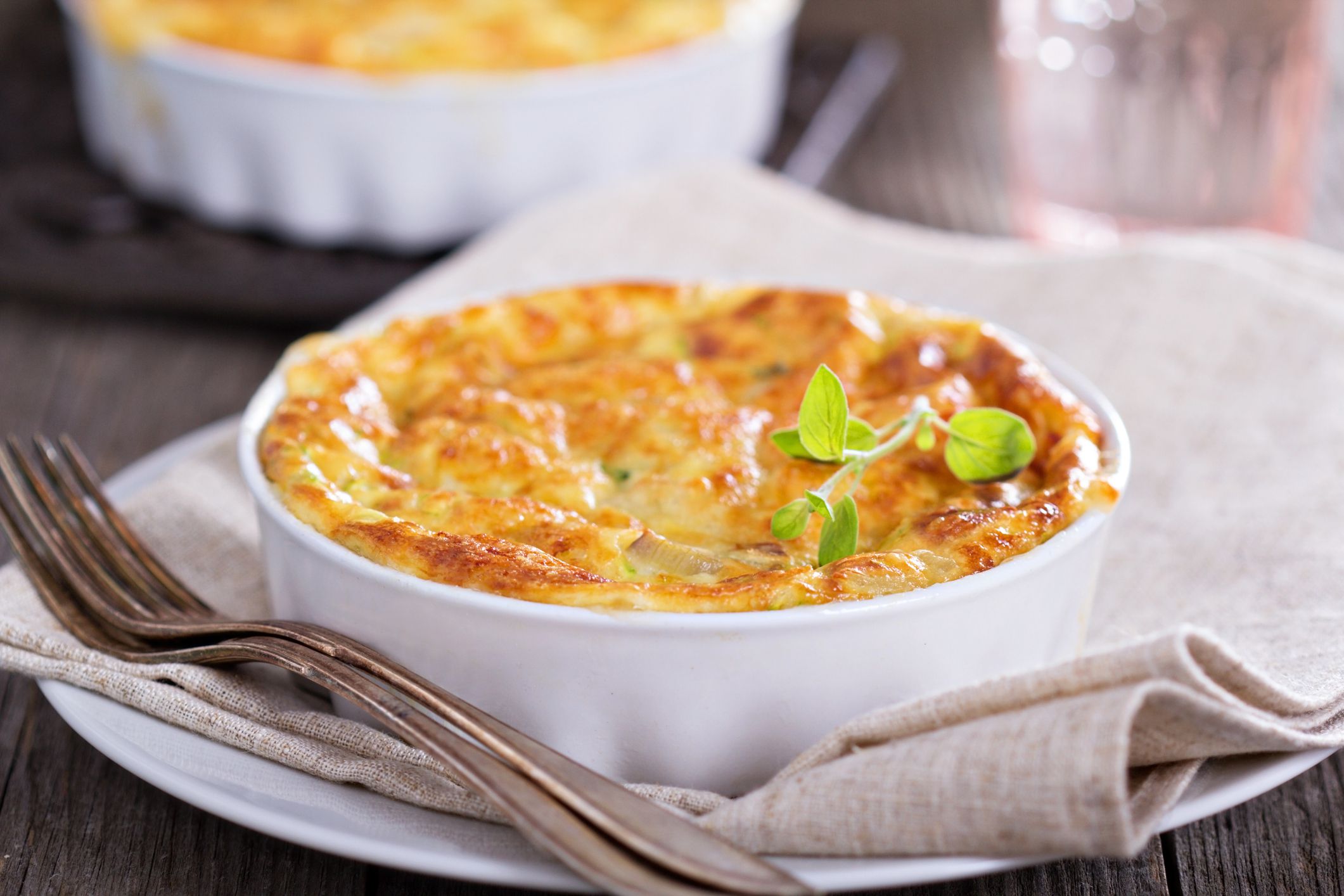 Zucchini and onion bake with eggs and cheese