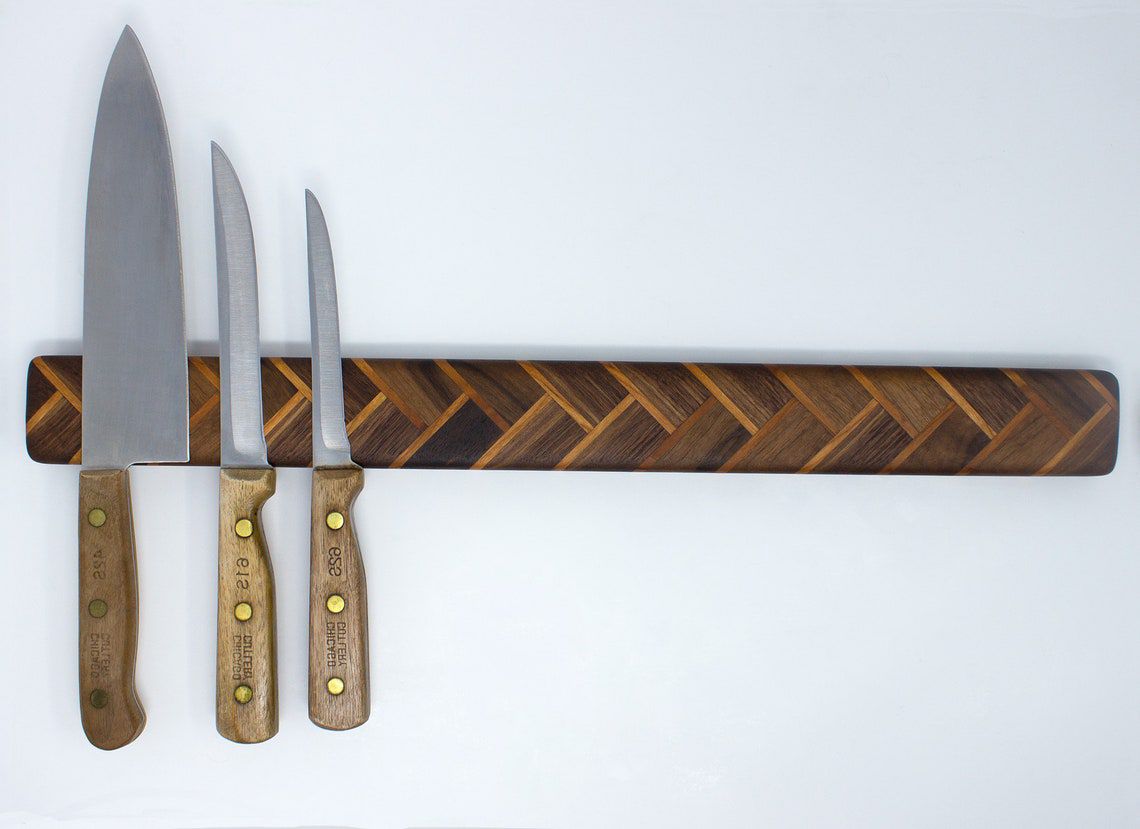 Herringbone Wood Magnetic Knife Rack