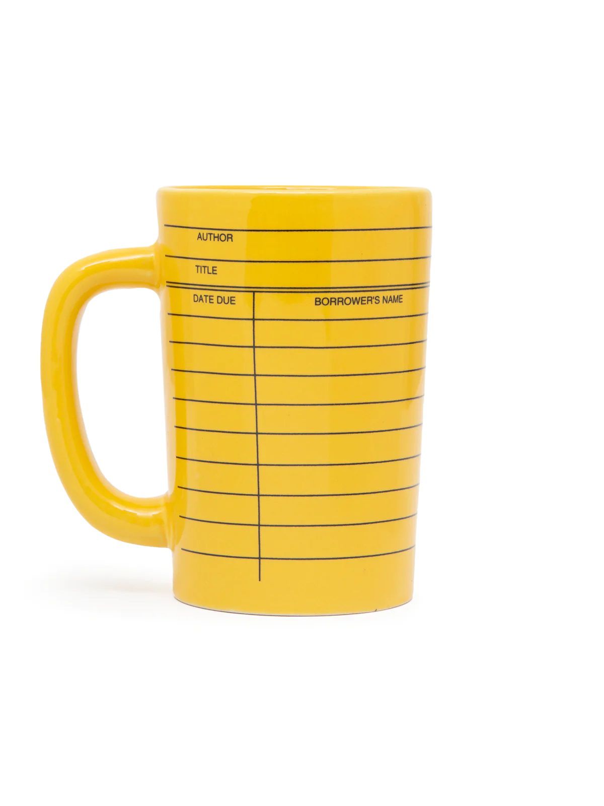 Yellow library card mug