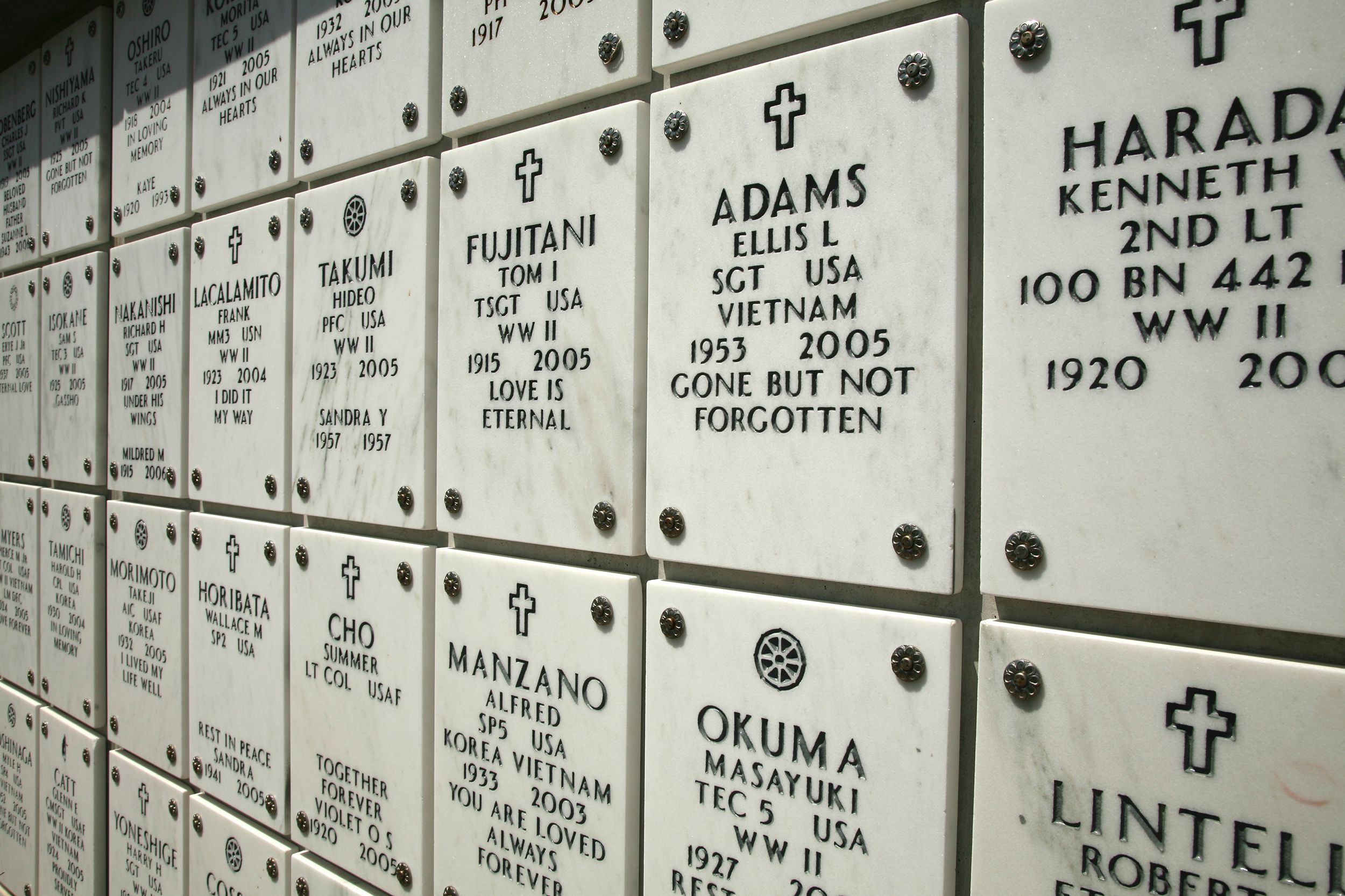 National Memorial Cemetery of the Pacific memorizing the deaths of participants in WWII, Korea, and Vietnam wars
