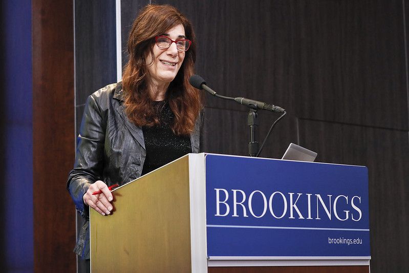 CEO and founder of Epic Judy Faulkner gives a presentation during a Metropolitan Policy Program event at Brookings
