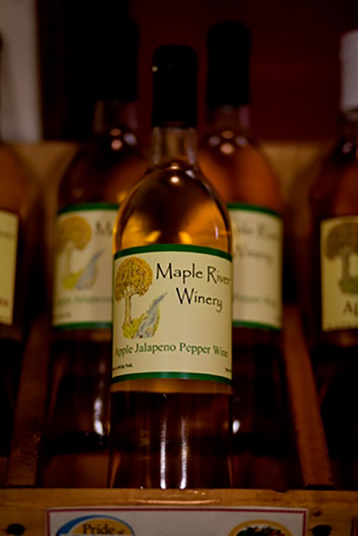 Bottle of Apple Jalapeño Pepper Wine from the Maple River Winery