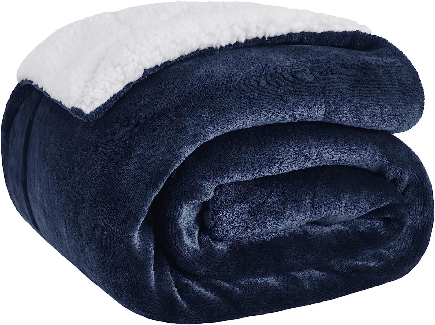 Bedsure Sherpa Fleece Throw Blanket Twin Size, Navy