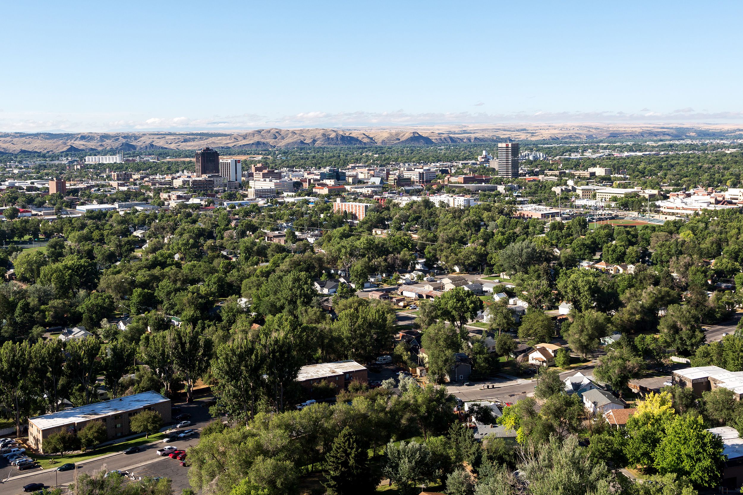 Aerial view of summer in Billings, MT