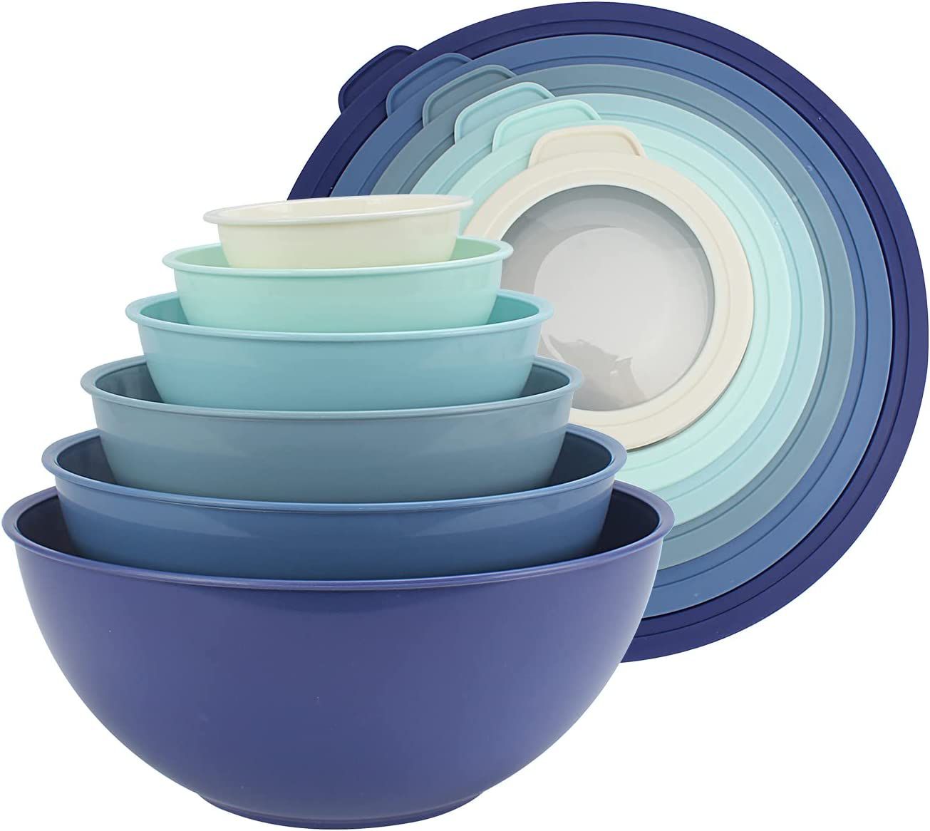 COOK WITH COLOR Mixing Bowls with TPR Lids, 12-Piece Blue