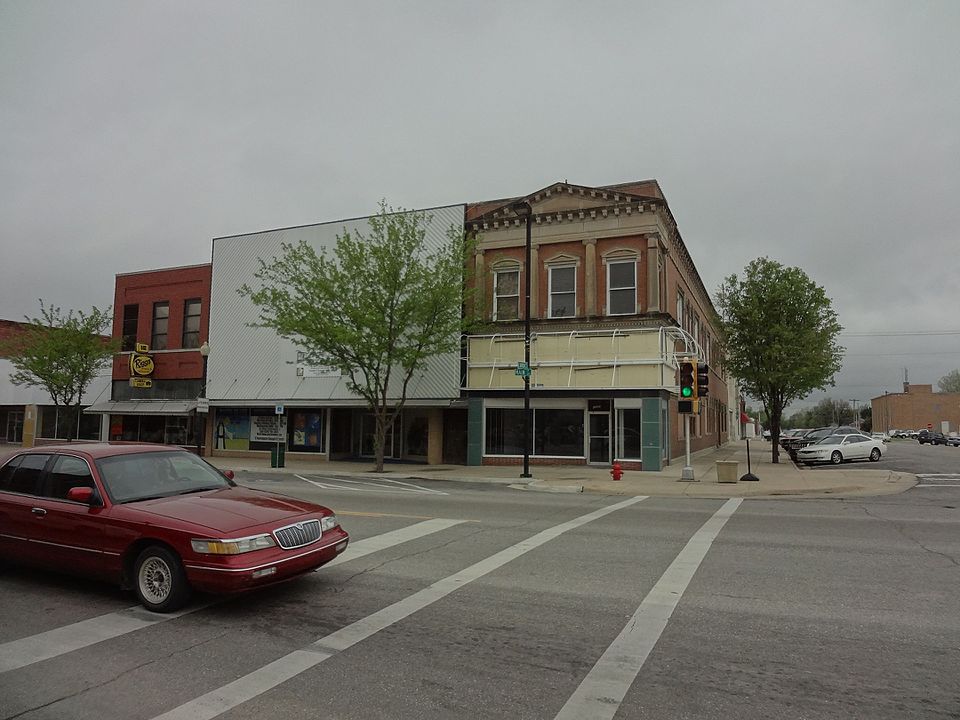 Town center on overcast summer day, Great Bend, KS