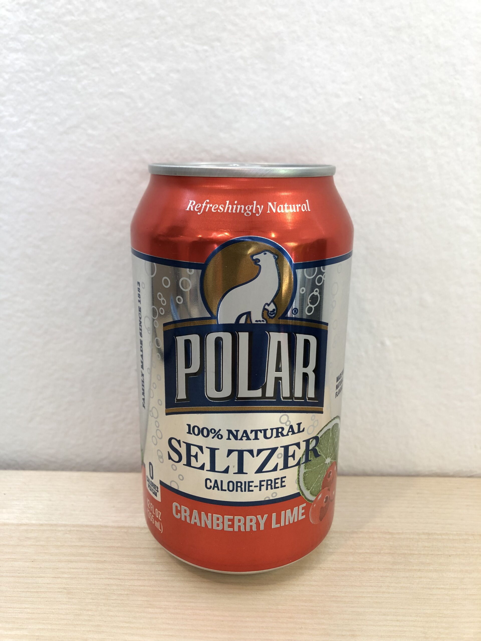 Can of cranberry lime-flavored Polar sparkling water