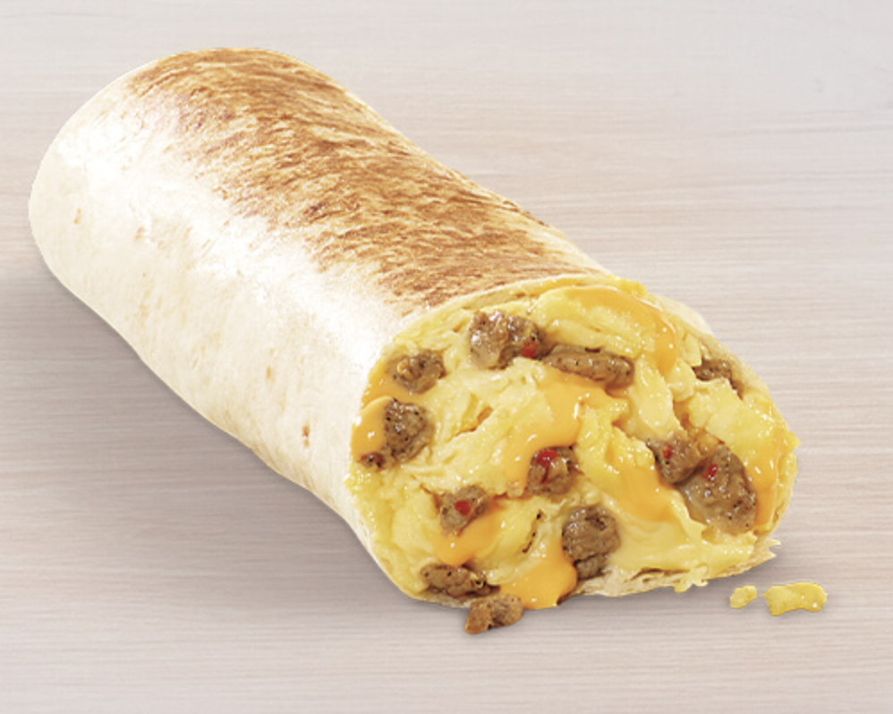Cheesy Toasted Breakfast Burrito (sausage)
