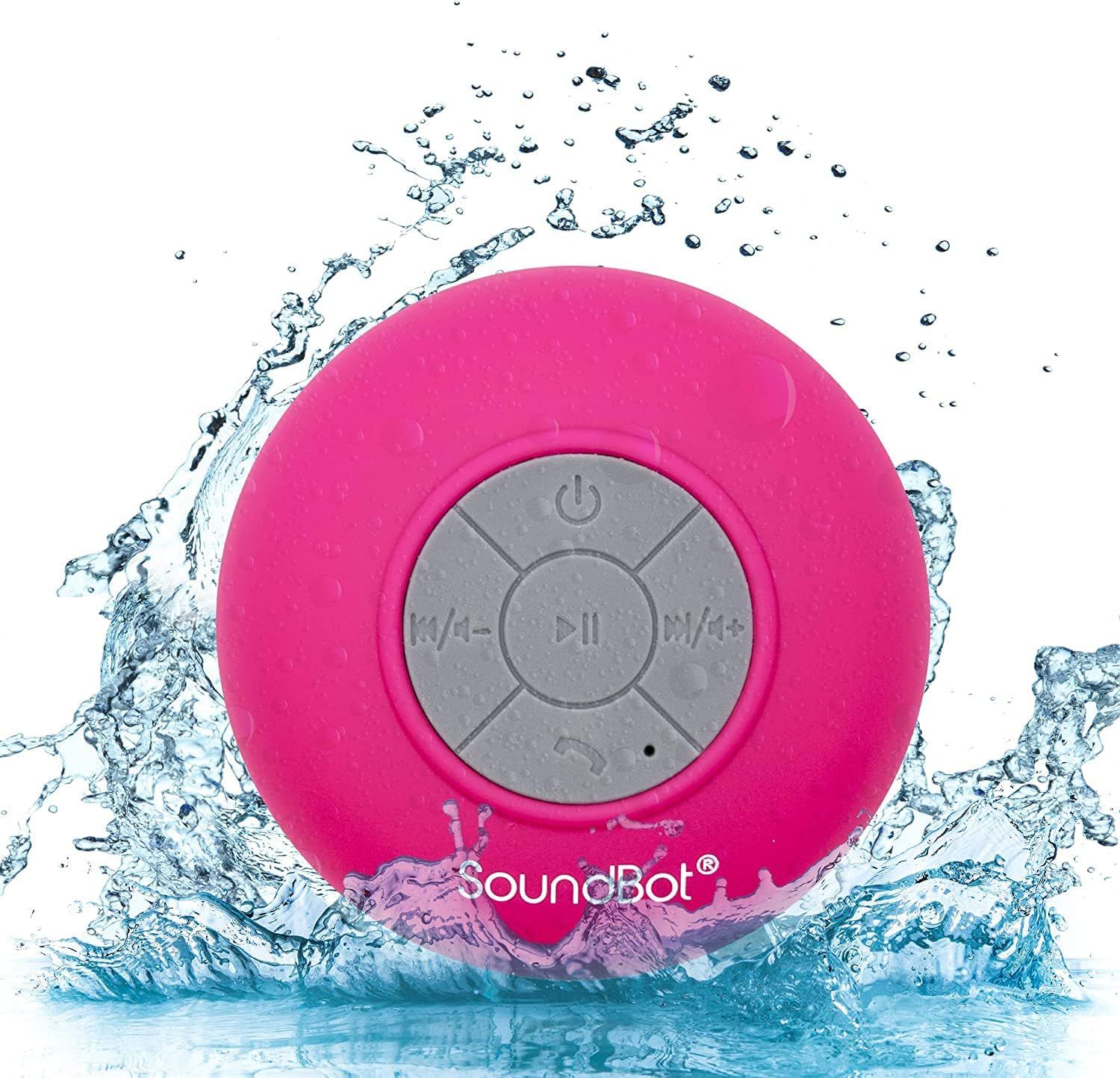 SoundBot SB510 Bluetooth Wireless Shower Speaker, Pink