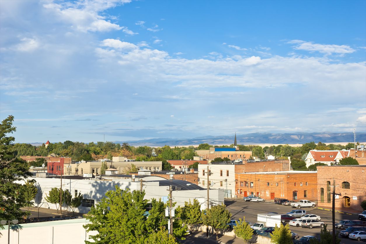 Aerial view of Walla Walla, Washington in summer