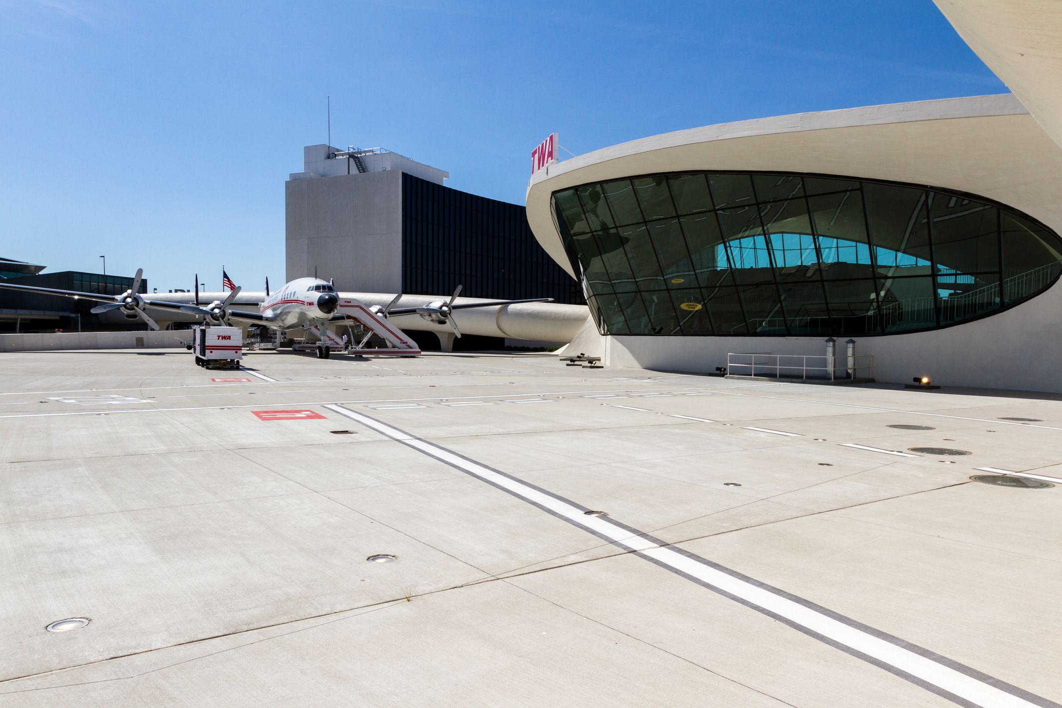 JFK Airport, Queens NY - September 03 2019: Lockheed Connie used as a cocktail lounge today at the TWA Hotel in JFK Airport, NY September 03, 2019