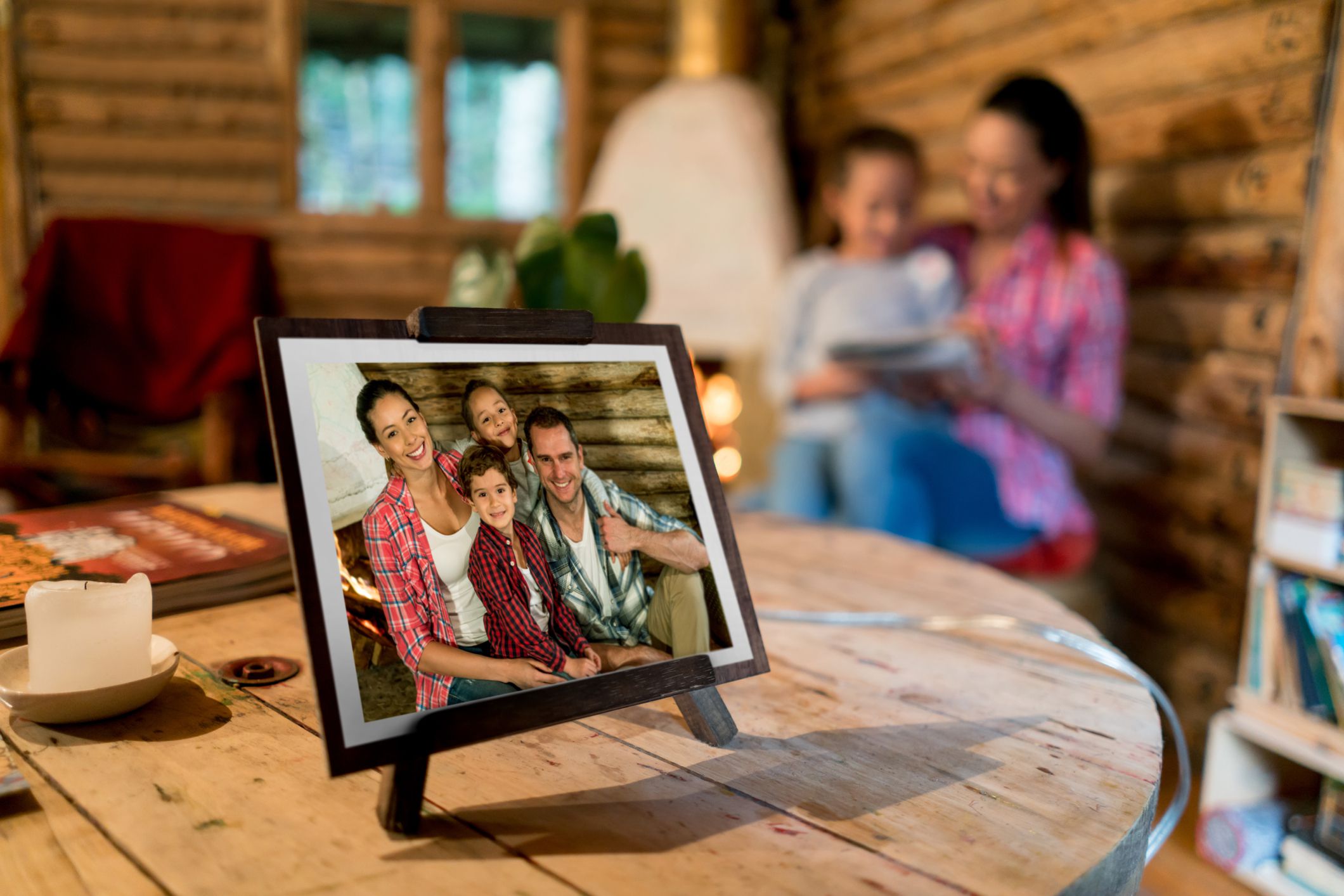Picture of a beautiful happy Latin American family on a frame at home - lifestyle concepts