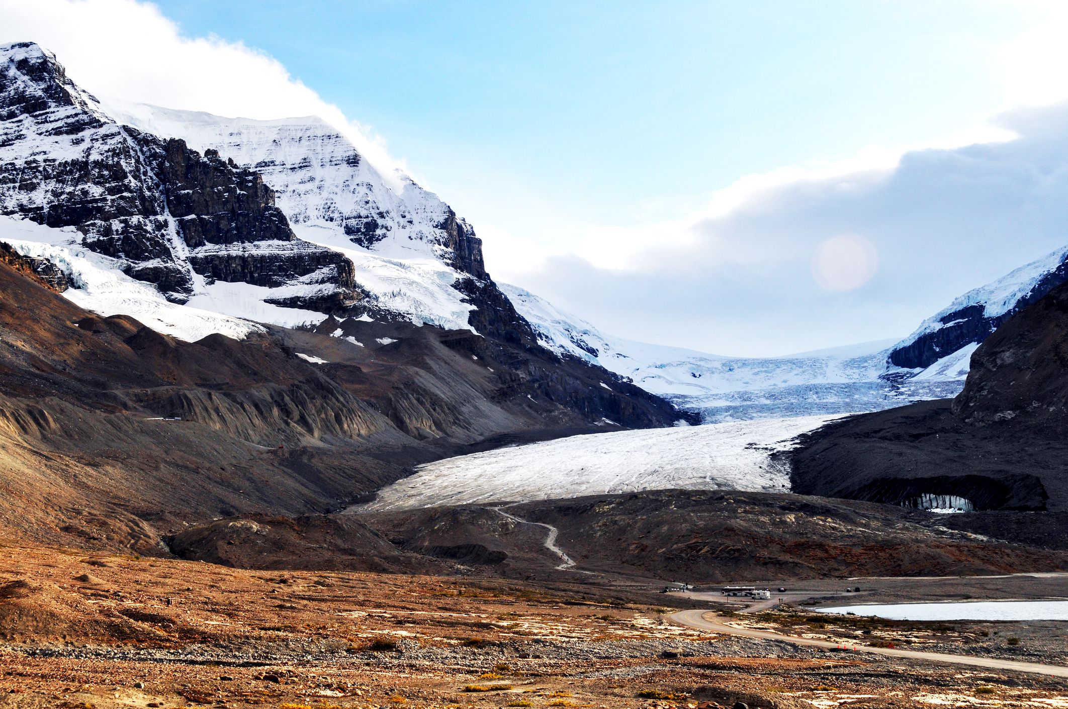 Famous glacier located along the Icefields Parkway. Due to global warming the glacier is reciding very fast.