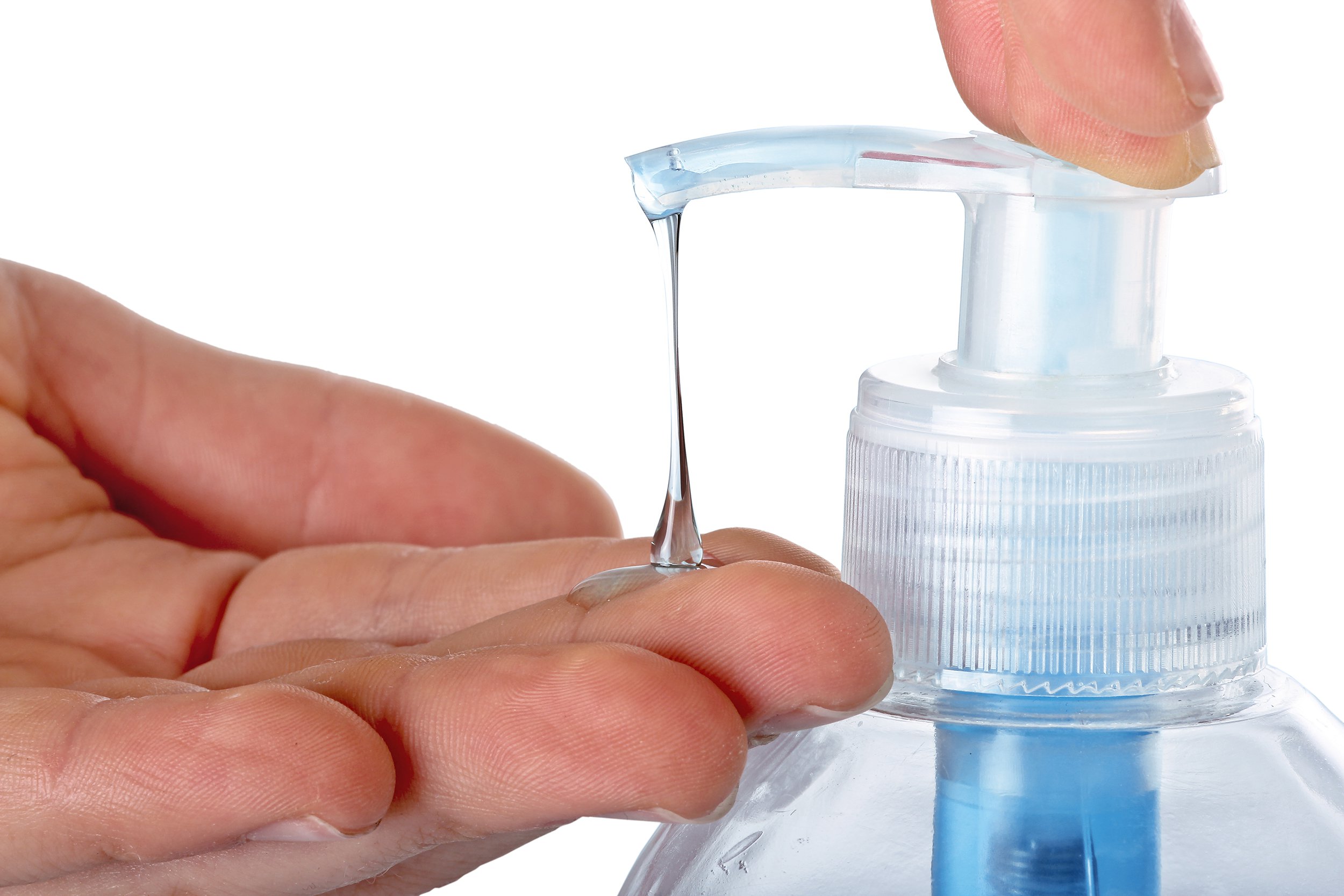 hand with antibacterial soap