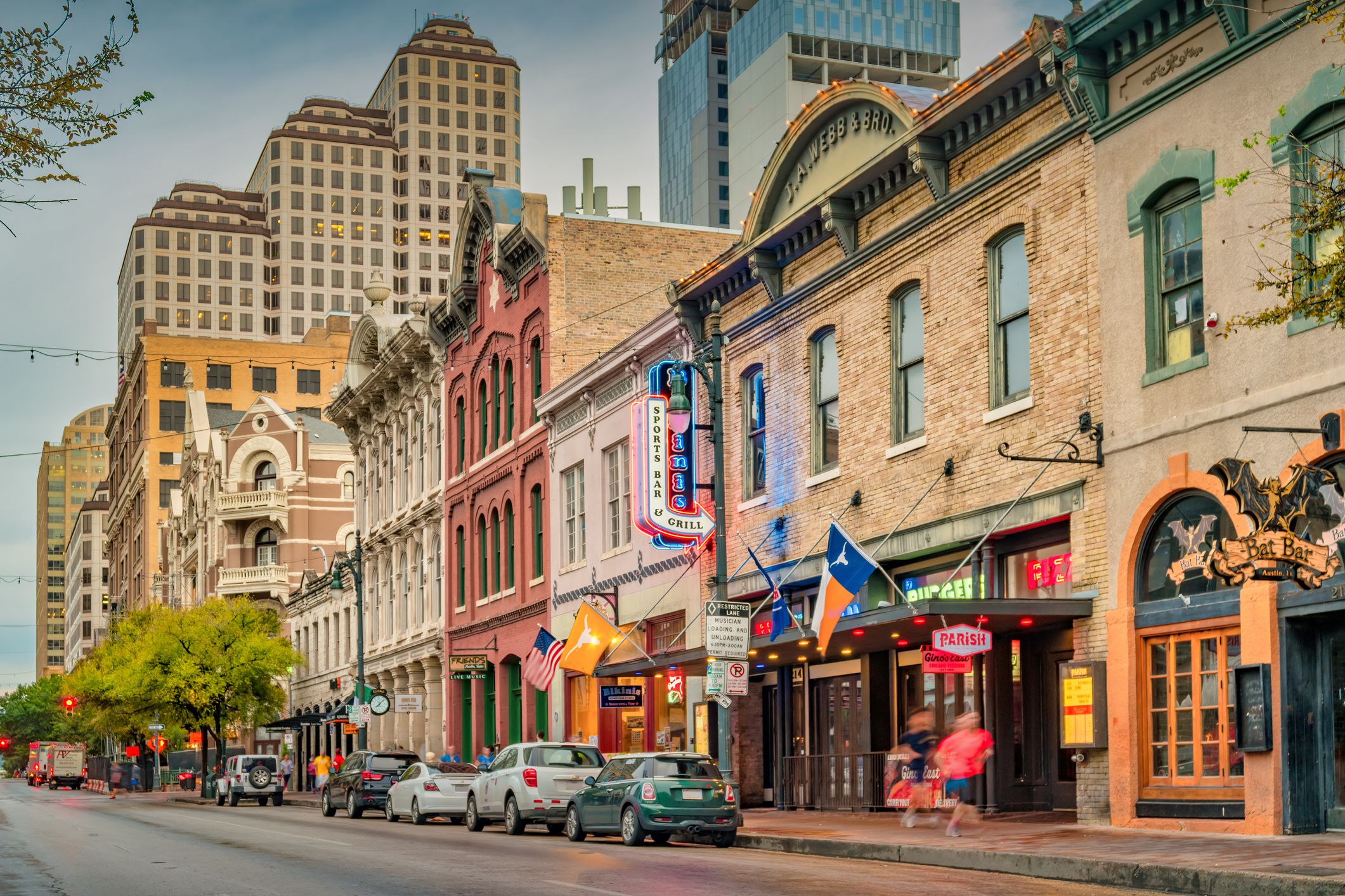 Entertainment district bars in downtown Austin, Texas during daytime