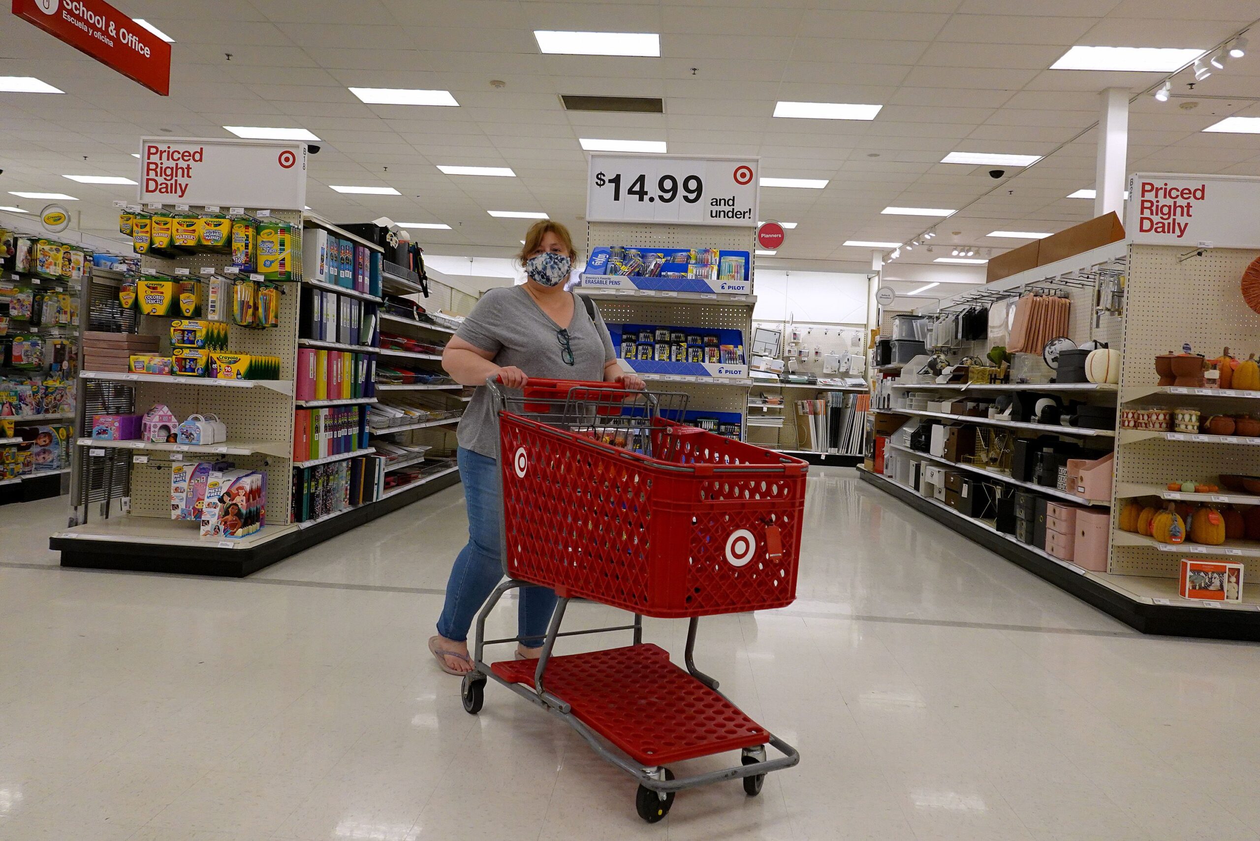 Target shopper in the store wearing a mask
