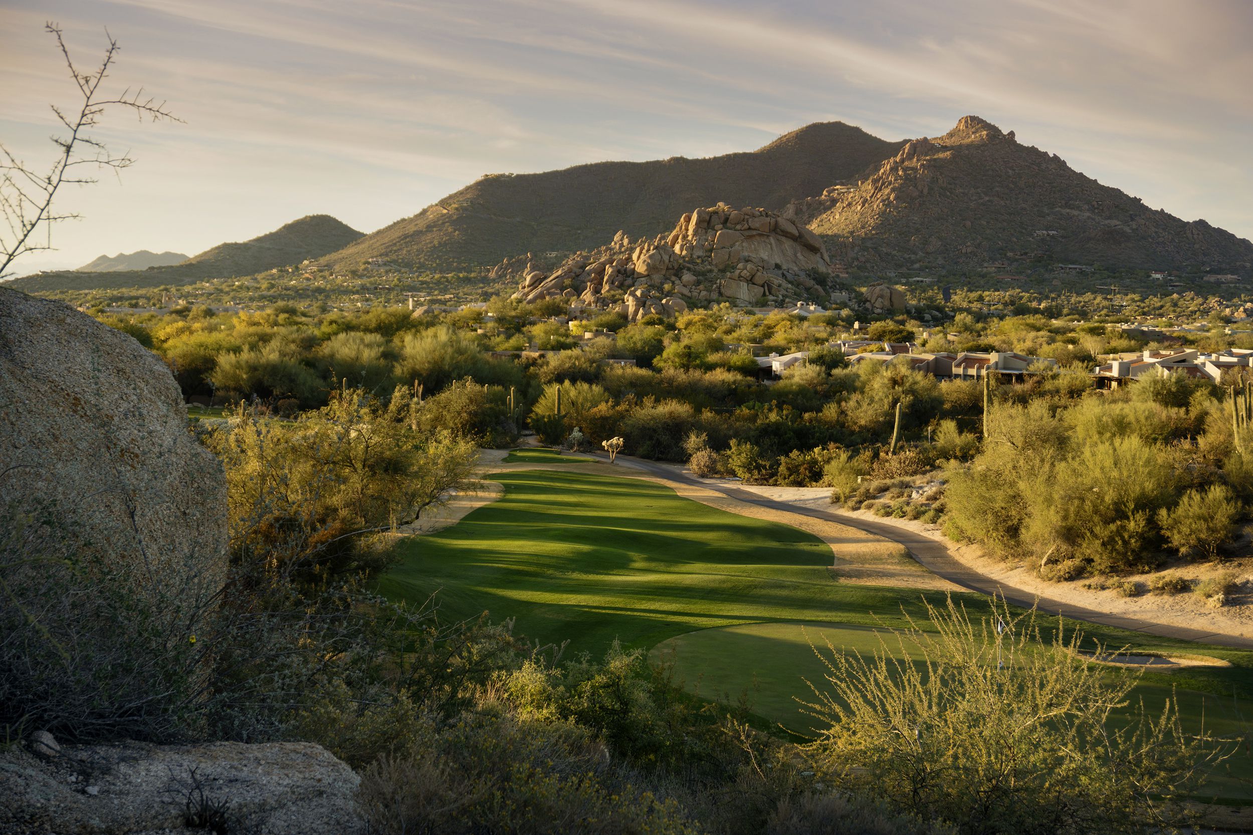 Golf course in Scottsdale, Arizona during golden hour