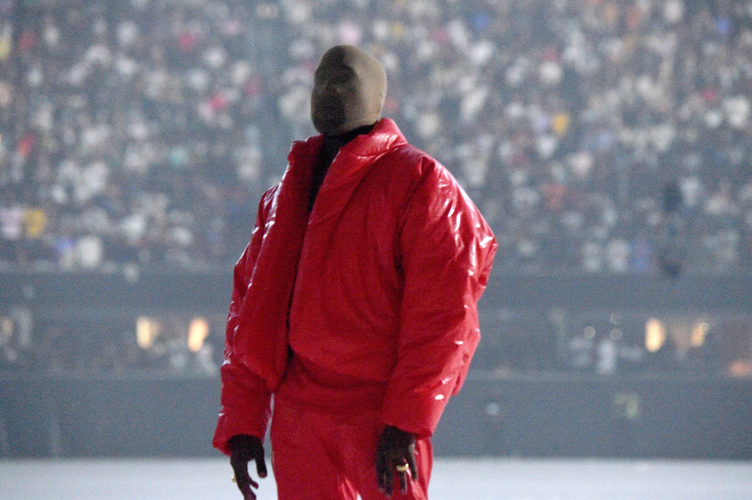 Kanye West is seen at ‘DONDA by Kanye West’ listening event at Mercedes-Benz Stadium on July 22, 2021 in Atlanta, Georgia.