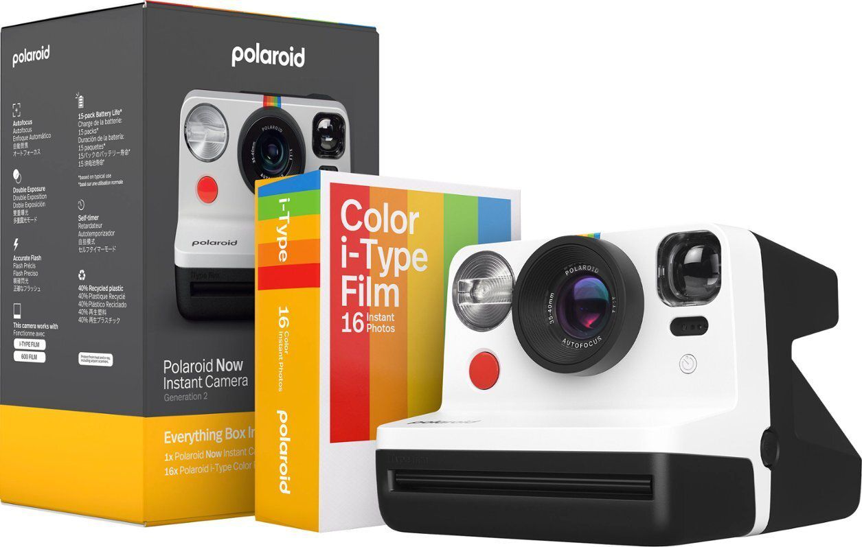 Polaroid Now Instant Film Camera Bundle Generation 2, Black & White