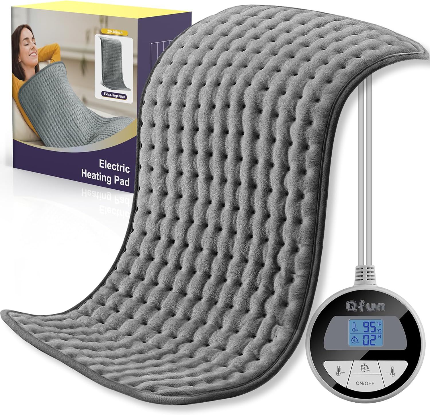 Qfun Large Heating Pad, Dark Gray