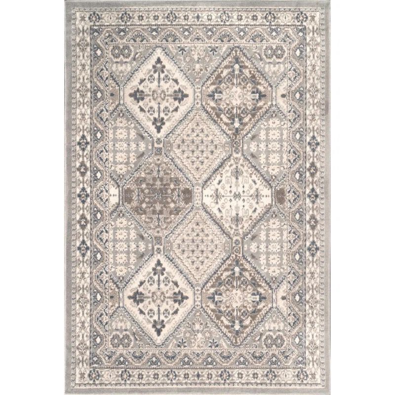 Daye Traditional Tiled Power Loom Performance Gray Rug