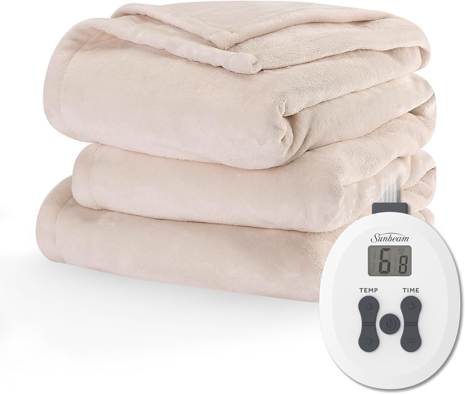 Sunbeam Royal Posh Heated Blanket Full, Champagne