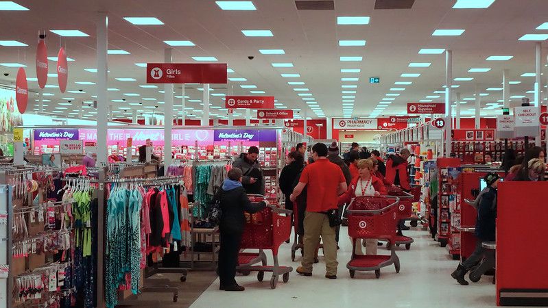 Target shoppers and employees fill store's aisle in Canada