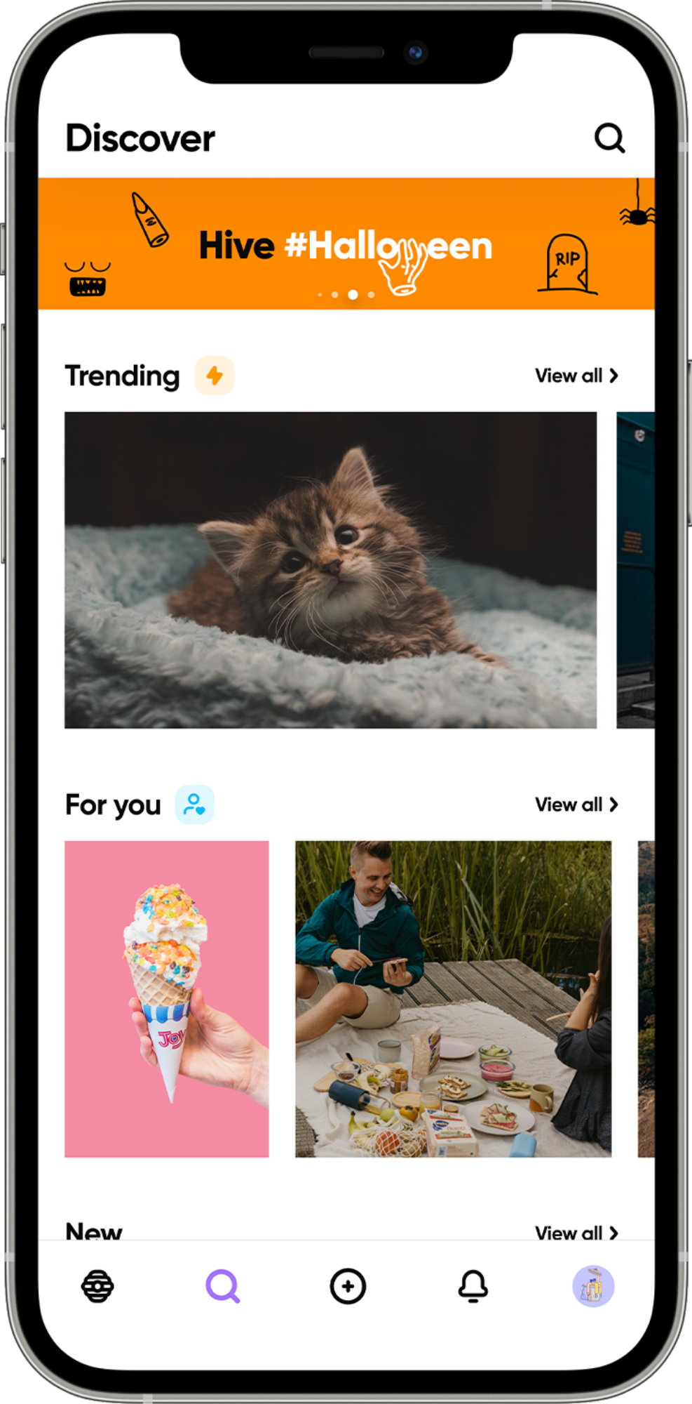 screenshot of hive social app displaying halloween content
