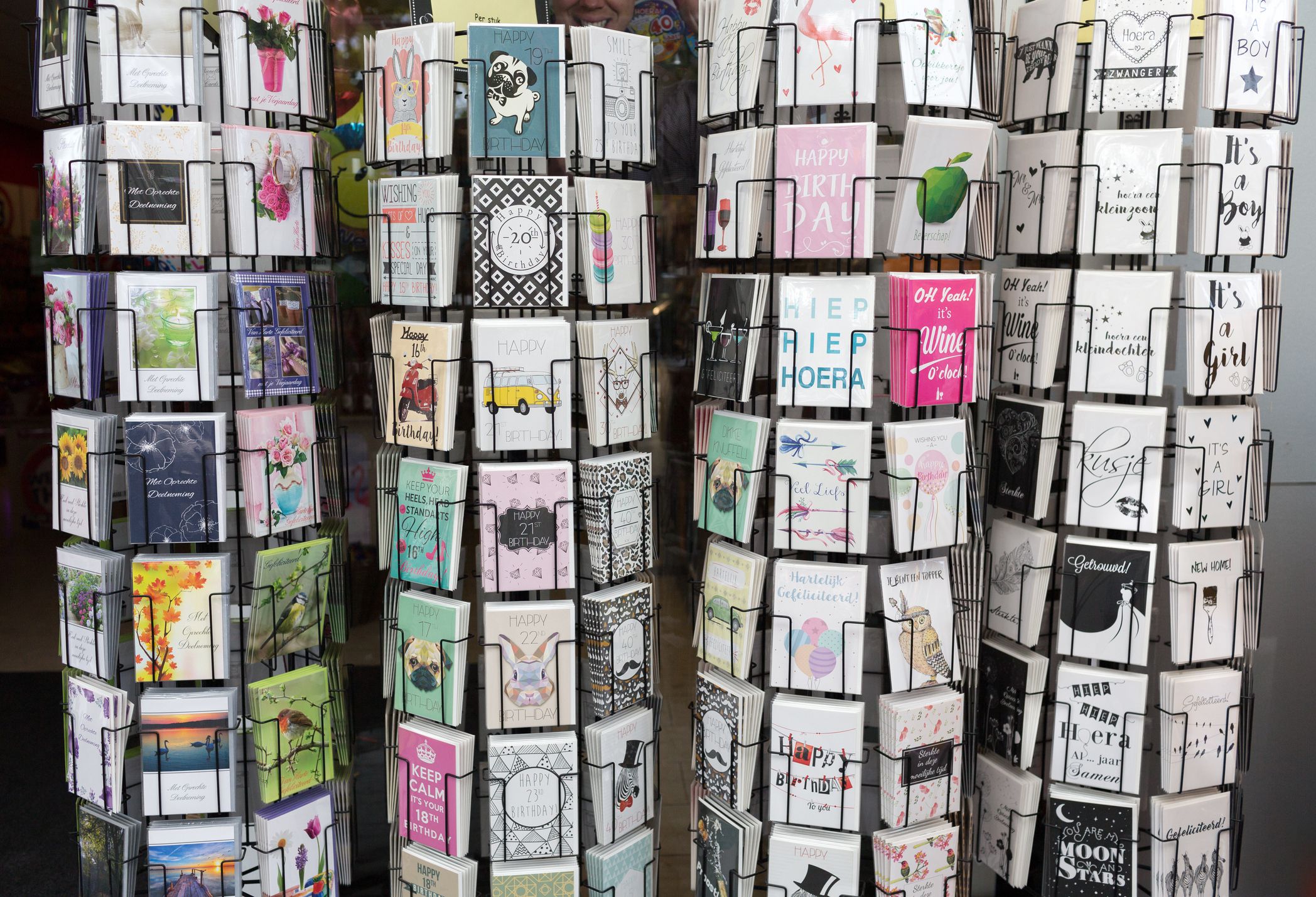 Amersfoort, Netherlands - August 31, 2018: Wish and greeting cards sale in Amersfoort